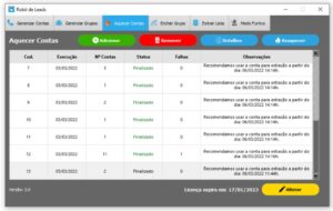 Telas do Robô de Leads Telegram